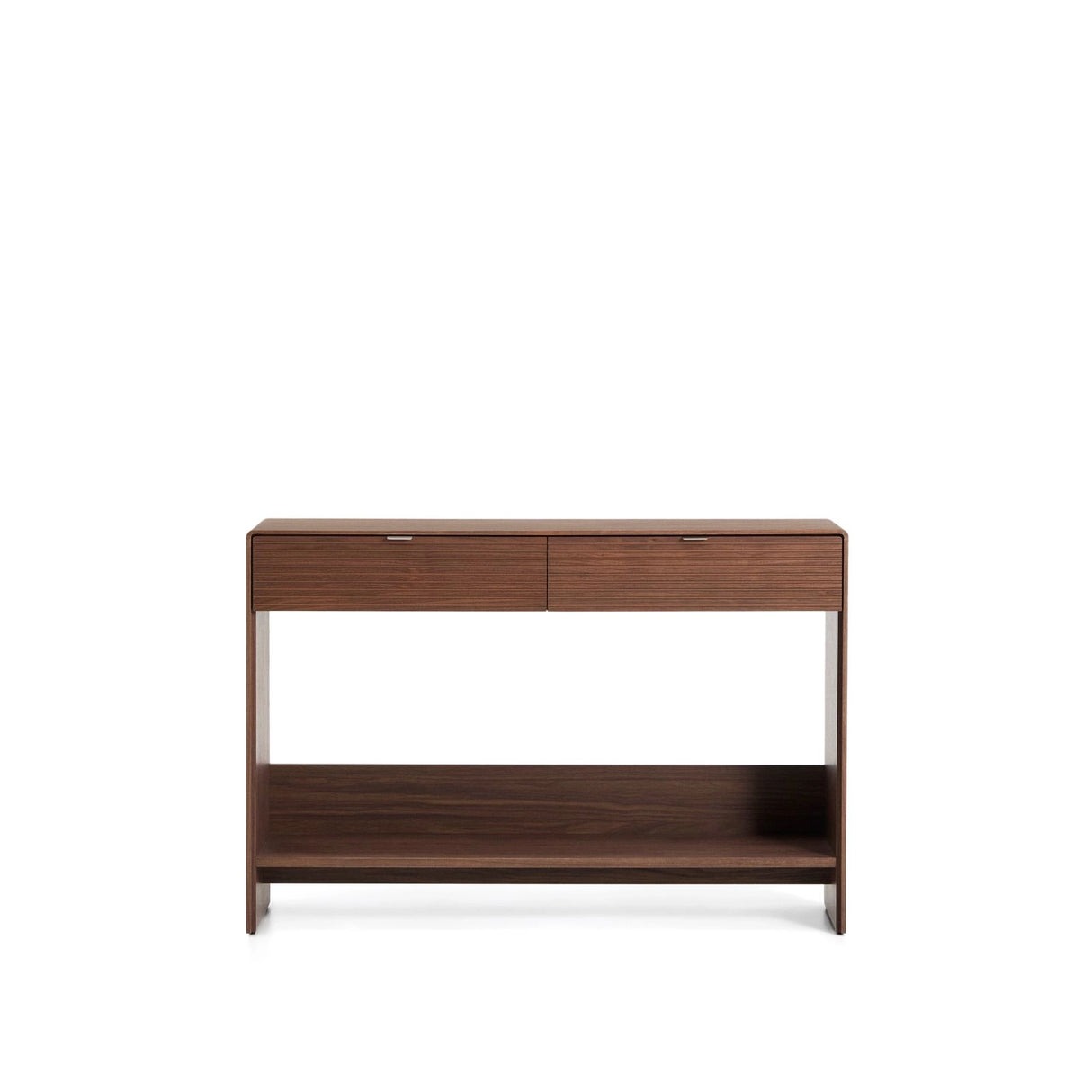 Konsolentisch Norlen in Nussbaumfurnier mit 2 Schubladen und Regalboden, FSC Mix Credit, 120 x 81 cm von Kave Home – Produktbild 1