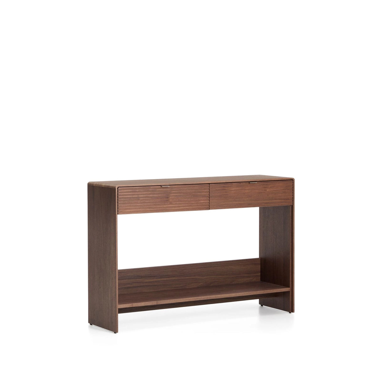 Konsolentisch Norlen in Nussbaumfurnier mit 2 Schubladen und Regalboden, FSC Mix Credit, 120 x 81 cm von Kave Home – Produktbild 3