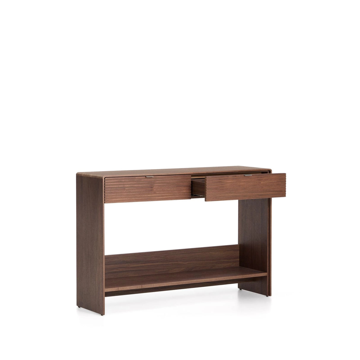 Konsolentisch Norlen in Nussbaumfurnier mit 2 Schubladen und Regalboden, FSC Mix Credit, 120 x 81 cm von Kave Home – Produktbild 4