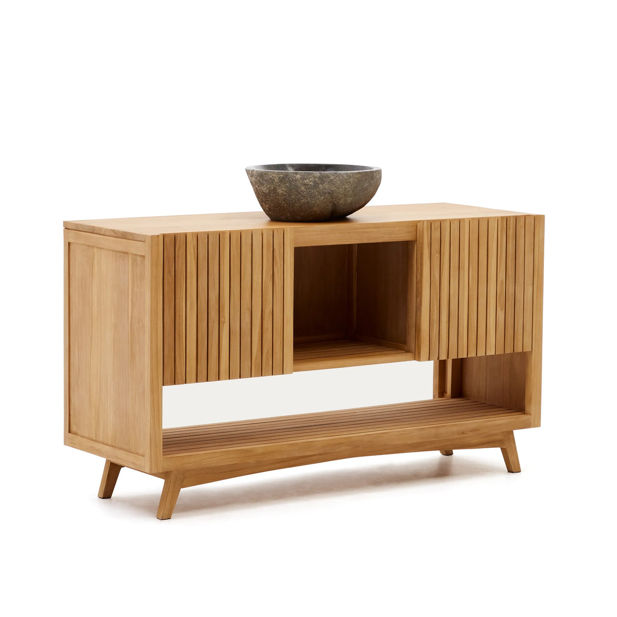 Kuveni aus massivem Teakholz mit natürlichem Finish 140 x 50 cm von Kave Home – Produktbild 1