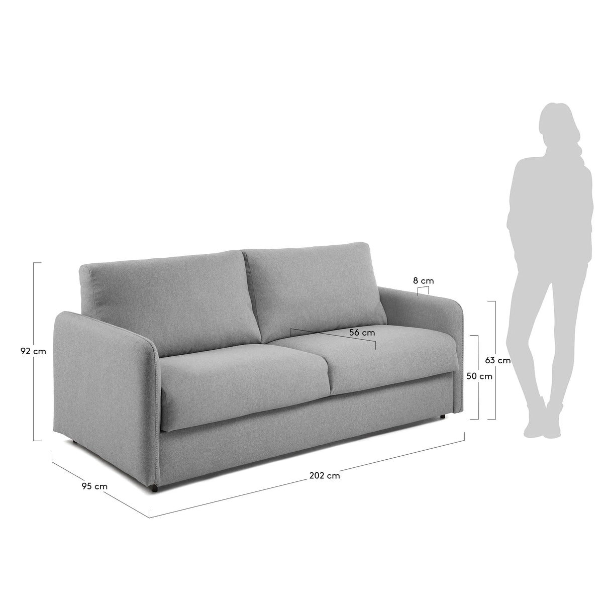 Kymoon 2-Sitzer Bettsofa Polyurethan hellgrau 160 cm von Kave Home – Produktbild 2