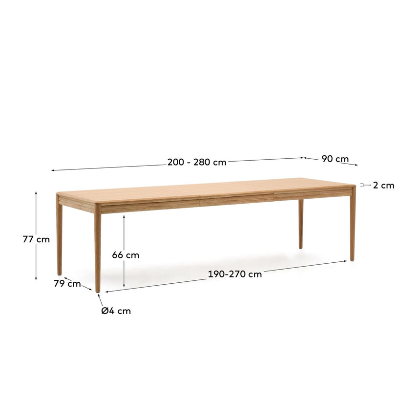 Lenon Ausziehtisch aus Eichenfurnier in Naturfarbend 200(280)x90 cm FSC MIX Credit von Kave Home – Bild 6