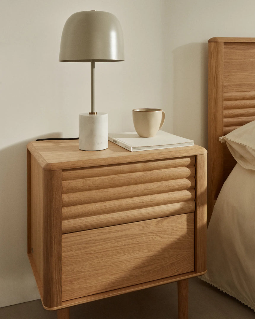 Lenon Nachttisch 2 Schubladen aus Holz und Eichenfurnier 50 x 55 cm FSC MIX Credit von Kave Home – Produktbild 5