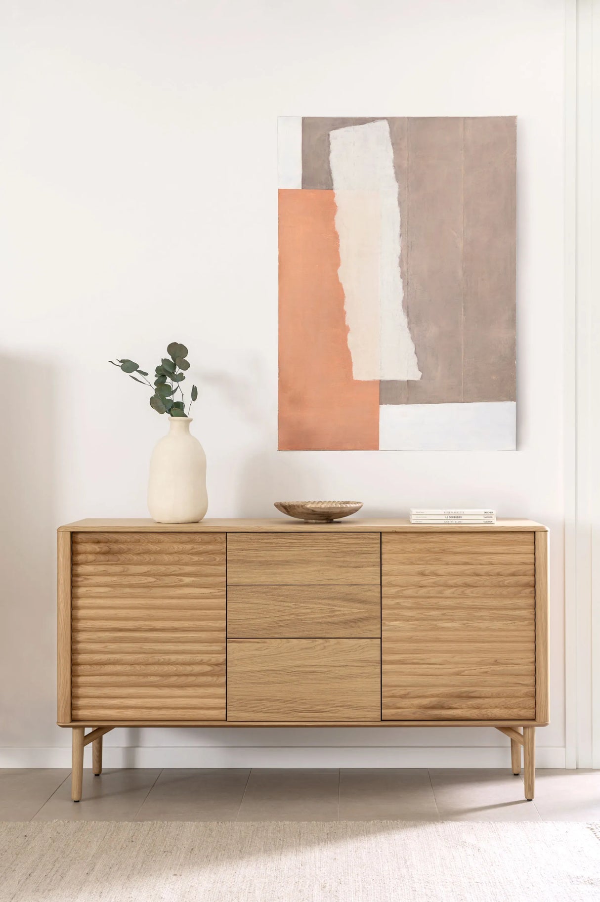 Lenon Sideboard 2 Türen 3 Schubladen Eichenholz und -furnier 155 x 86 cm FSC MIX Credit von Kave Home – Produktbild 7