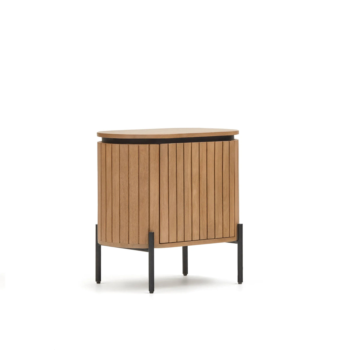 Licia Nachttisch 1 Tür aus massivem Mangoholz und schwarz lackiertem Metall 55 x 55 cm von Kave Home – Produktbild 8