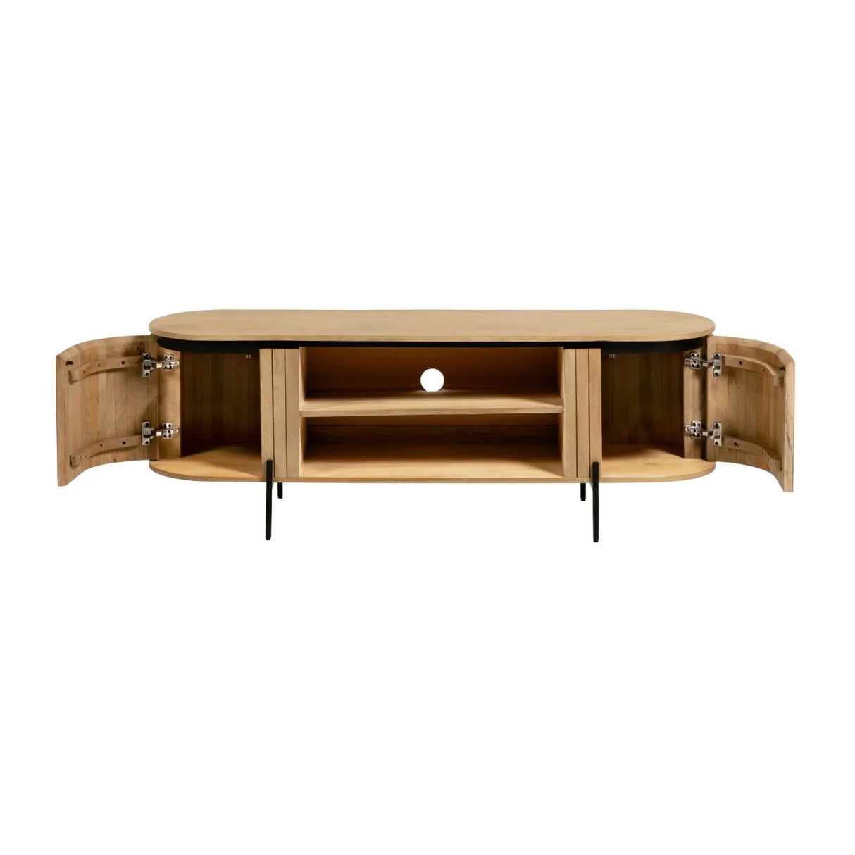 Licia TV-Schrank 2 Türen aus massivem Mangoholz Metall mit schwarzem Finish 160 x 56 cm von Kave Home – Produktbild 3