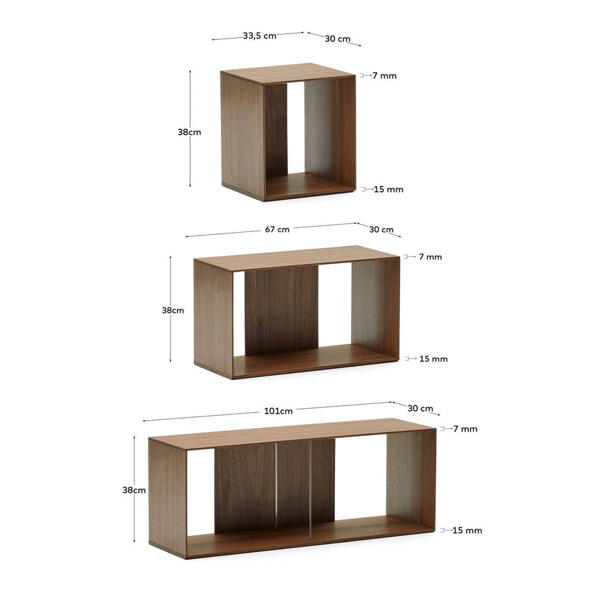 Litto Set aus 6 modularen Regalen aus Nussholzfurnier 101 x 152 cm von Kave Home – Bild 4