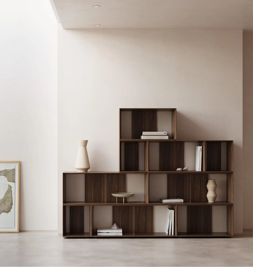 Litto Set aus 9 modularen Regalen aus Nussholzfurnier 202 x 114 cm von Kave Home – Bild 2