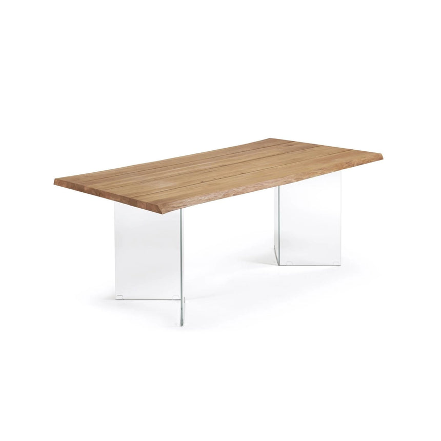 Lotty Tisch aus Eichenfurnier mit natürlichem Finish und Glasbeinen 180 x 100 cm von Kave Home – Bild 1