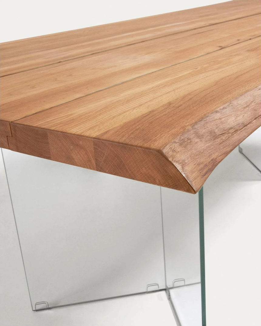 Lotty Tisch aus Eichenfurnier mit natürlichem Finish und Glasbeinen 180 x 100 cm von Kave Home – Bild 6