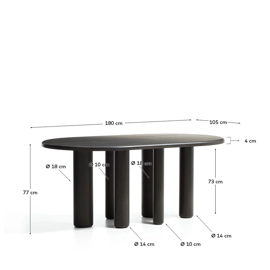 Mailen ovaler Tisch aus Eschenfurnier mit dunklem Finish Ø 180 x 105 cm von Kave Home – Bild 2