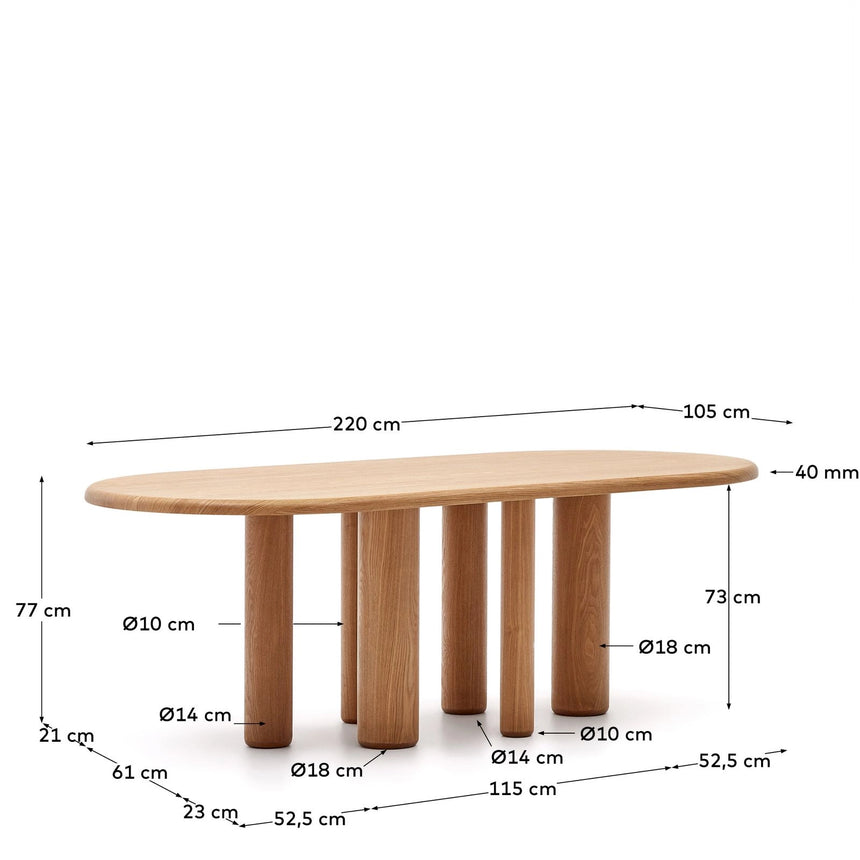 Mailen ovaler Tisch aus Eschenfurnier mit natürlichem Finish Ø 220 x 105 cm von Kave Home – Bild 3