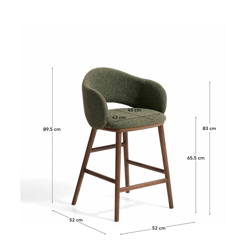Maina Hocker aus dickem Chenille mit Beinen aus massivem Eschenholz, FSC Mix Credit 65 cm von Kave Home – Bild 2