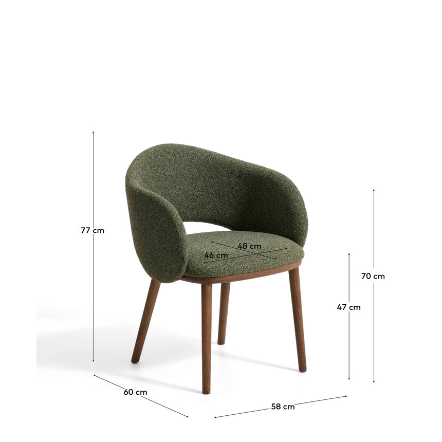 Maina Stuhl aus dickem Chenille mit Beinen aus massivem Eschenholz, FSC Mix Credit von Kave Home – Bild 2