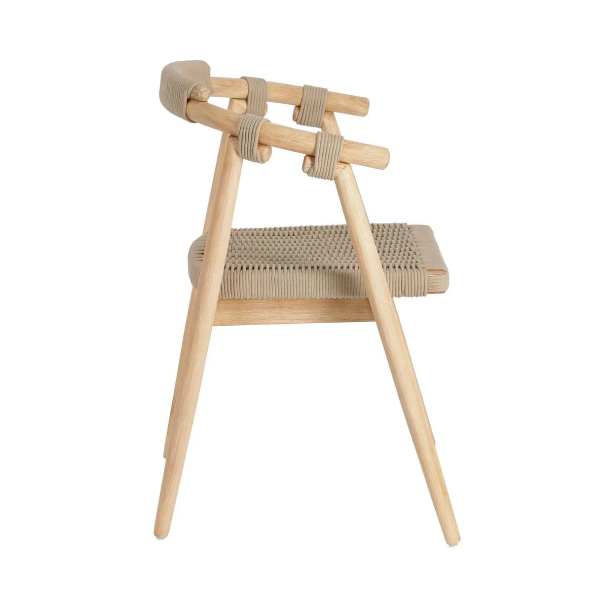 Majela stapelbarer Stuhl aus massivem Eukalyptusholz mit Finish Eichen-Optik und beigem Seil FSC 100% von Kave Home – Produktbild 5