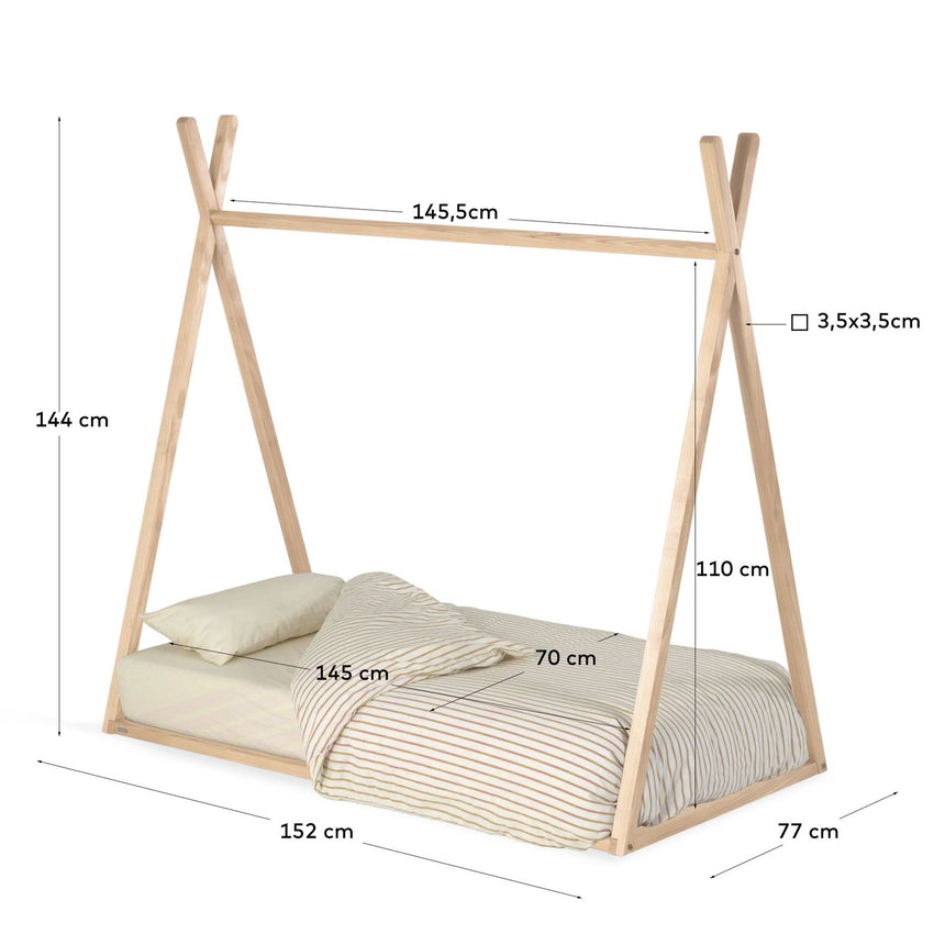 Maralis Tipi-Bett aus massiver Buche mit natürlichem Finish für Matratze von 70 x 140 cm von Kave Home – Bild 4