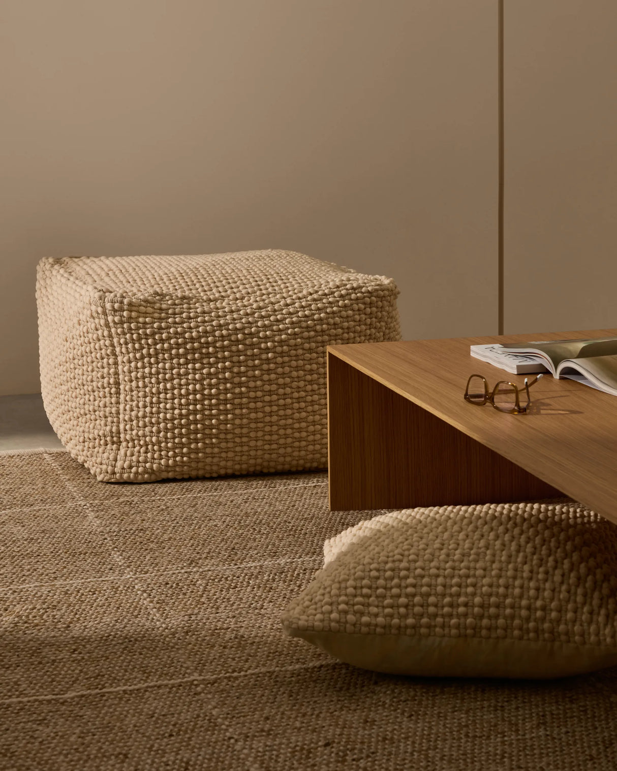 Mascarell Pouf aus Baumwolle und Polyester weiß 60 x 60 cm von Kave Home – Produktbild 2