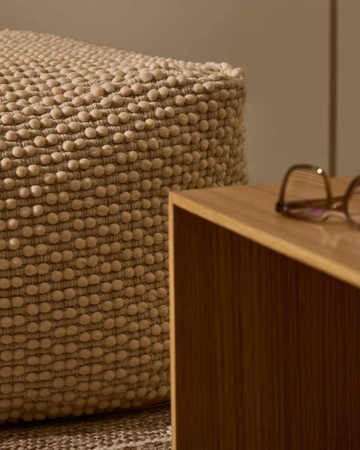 Mascarell Pouf aus Baumwolle und Polyester weiß 60 x 60 cm von Kave Home – Produktbild 3