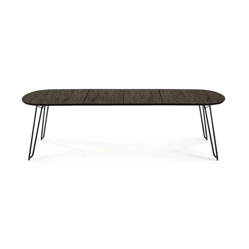 Milian ausziehbarer Tisch aus Eschenfurnier mit schwarzen Stahlbeine 140 (220) x 90 cm von Kave Home – Bild 9