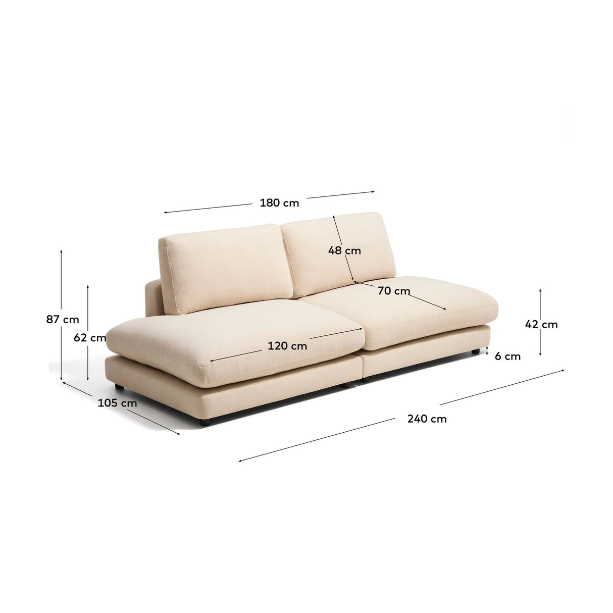 Modulares 3-Sitzer-Sofa Gala aus beigem Chenillegewebe, FSC Mix Credit, 240 cm von Kave Home – Bild 2