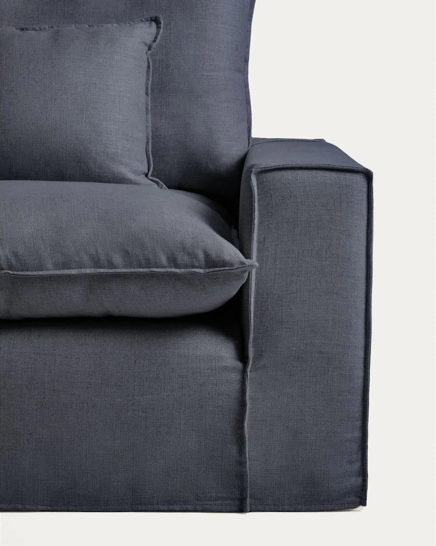 Modulares 4-Sitzer-Ecksofa Anarela, Linke Seite, mit abnehmbarem Bezug aus Leinen und Viskose in Dunkelgrau, 287 x 307 cm, FSC Mix Credit von Kave Home – Bild 4