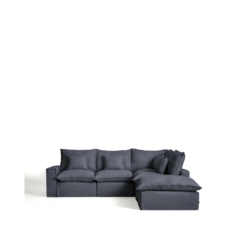 Modulares 4-Sitzer-Ecksofa Anarela, Rechte Seite, mit abnehmbarem Bezug aus Leinen und Viskose in Dunkelgrau, 307 x 287 cm, FSC Mix Credit von Kave Home – Bild 1