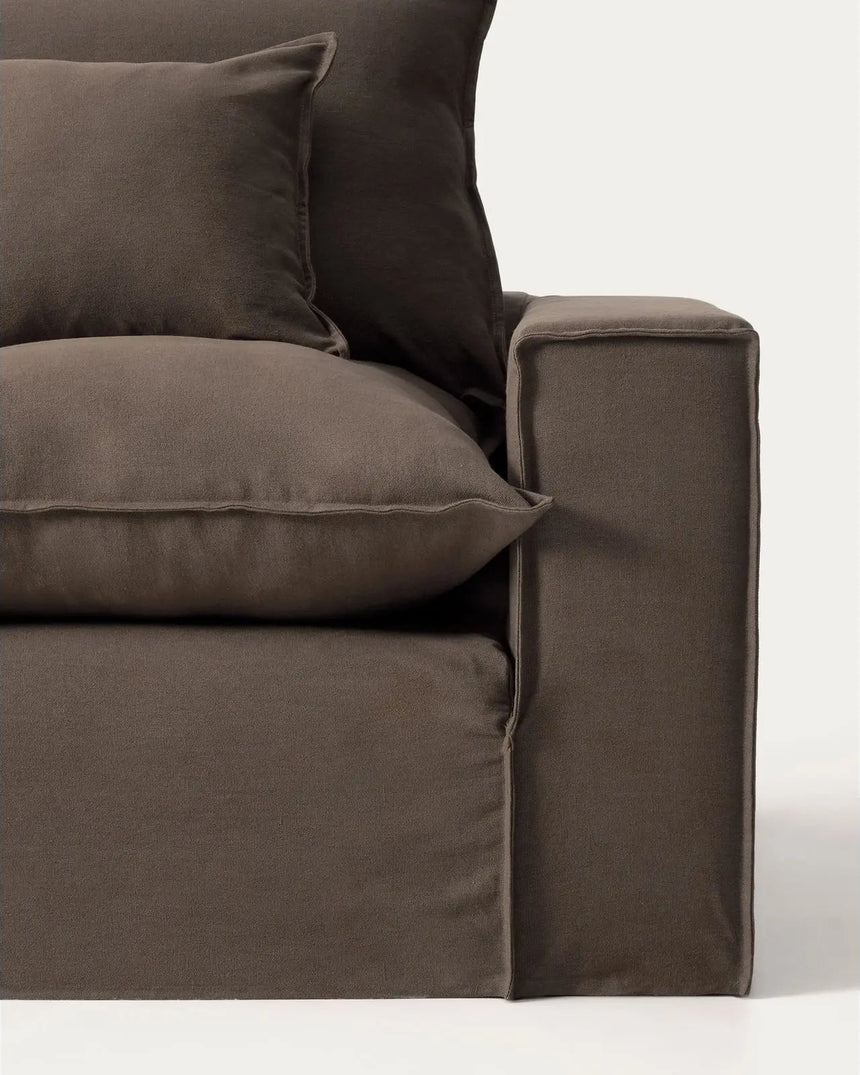Modulares 4-Sitzer-Ecksofa Anarela mit abnehmbarem Bezug aus 100 % Leinen in Taupe, 287 x 307 cm, FSC Mix Credit von Kave Home – Bild 5