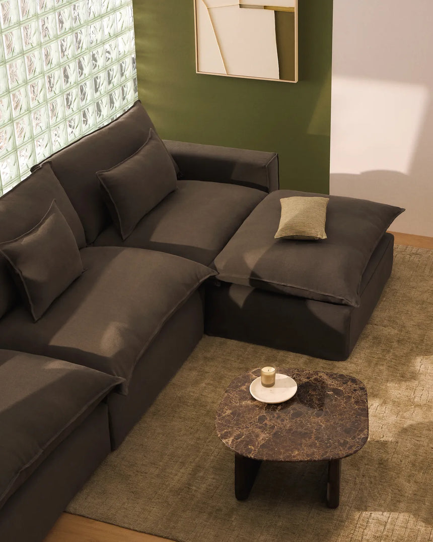 Modulares 4-Sitzer-Ecksofa Anarela mit abnehmbarem Bezug aus 100 % Leinen in Taupe, 307 x 287 cm, FSC Mix Credit von Kave Home – Bild 2