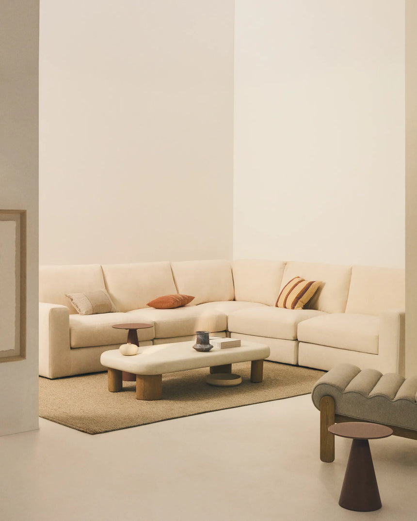 Modulares 5-Sitzer-Ecksofa Alea mit Bezug aus Chenille in Ecru, 310 x 310 cm von Kave Home – Produktbild 2