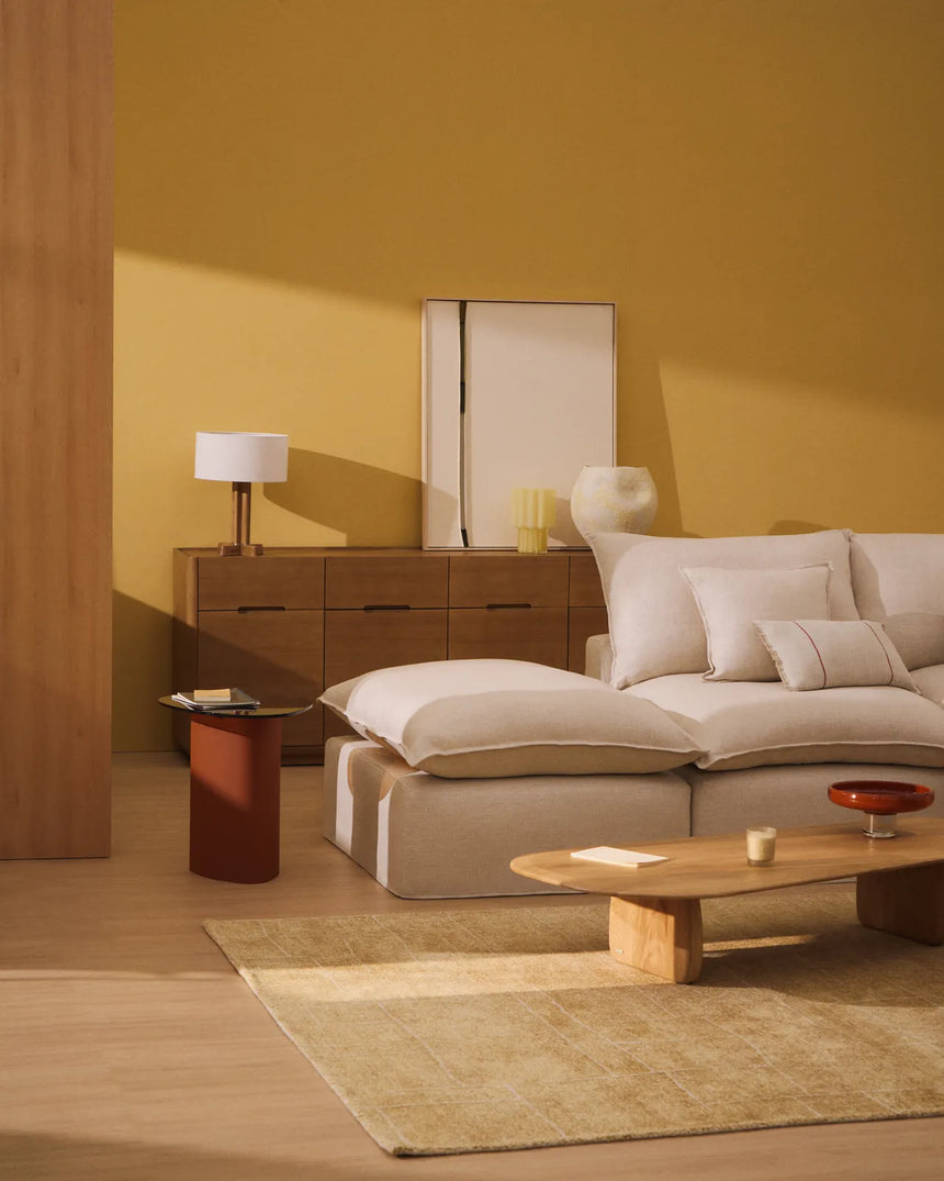 Modulares 6-Sitzer-Ecksofa Anarela mit abnehmbarem Bezug aus Leinen und Viskose in Beige, 307 x 347 cm, FSC Mix Credit von Kave Home – Bild 3