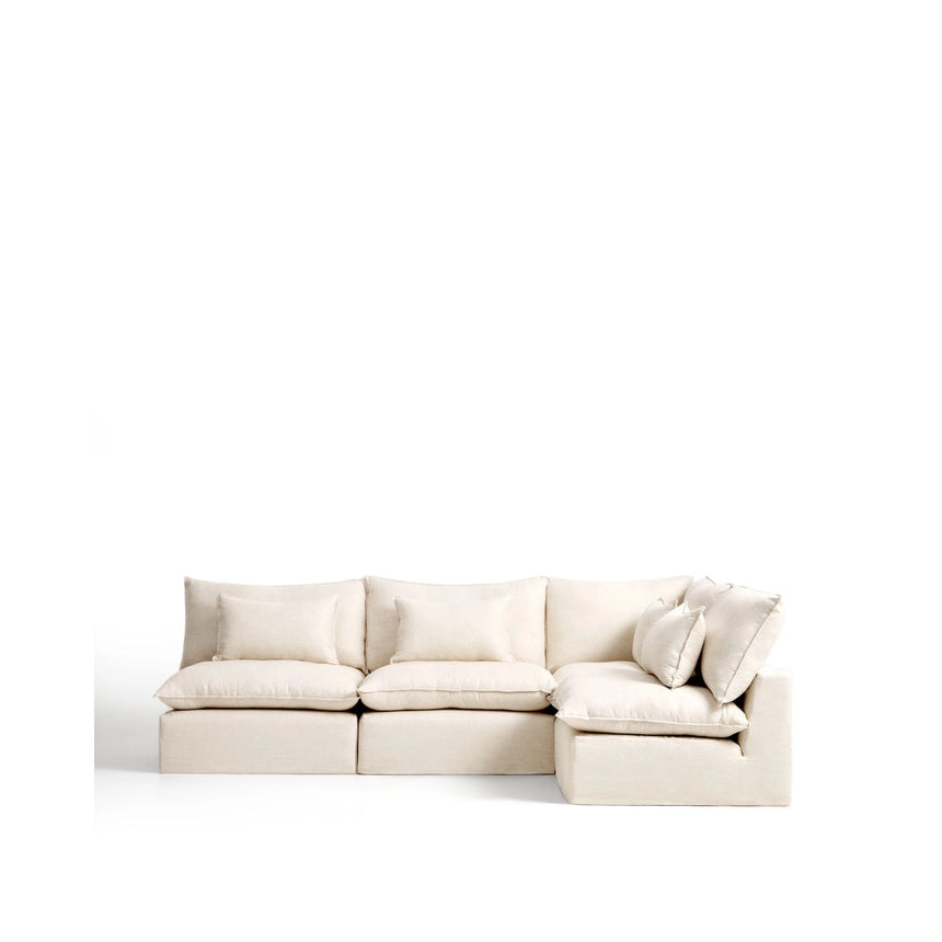 Modulares 6-Sitzer-Ecksofa Anarela mit abnehmbarem Bezug aus Leinen und Viskose in Beige, 327 x 217 cm / 217 x 327 cm, FSC Mix Credit von Kave Home – Bild 1
