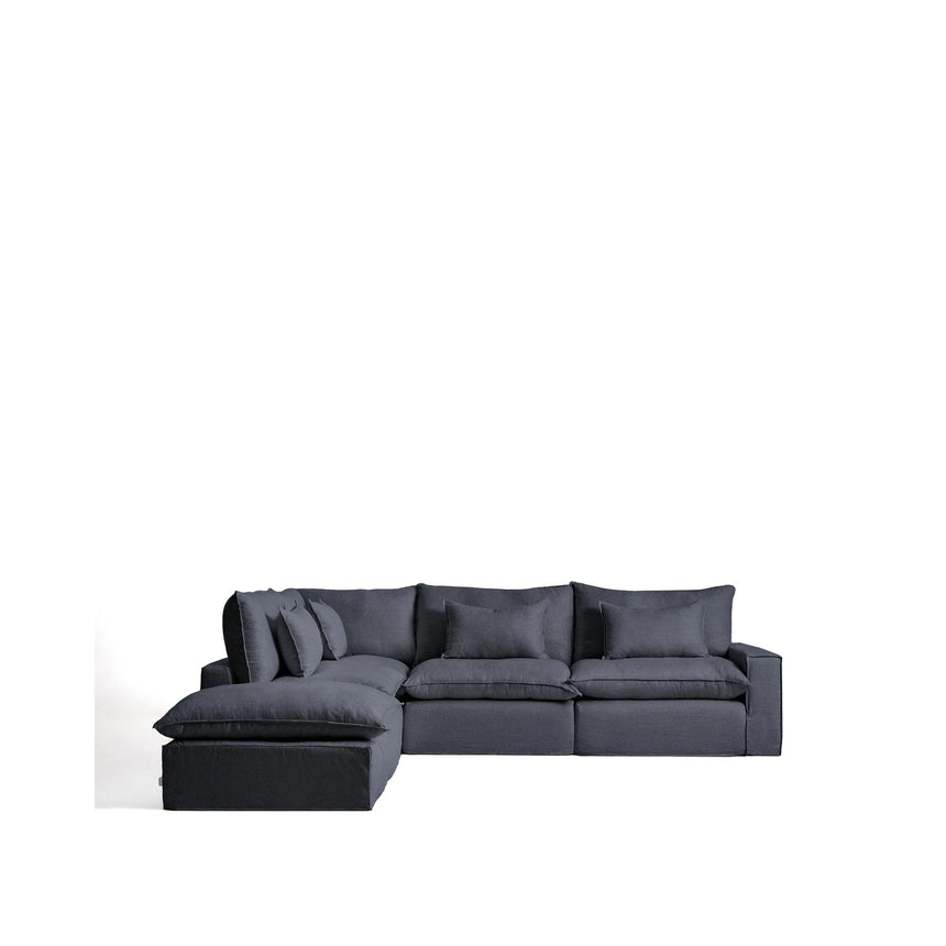 Modulares 6-Sitzer-Ecksofa Anarela mit abnehmbarem Bezug aus Leinen und Viskose in Dunkelgrau, 307 x 347 cm, FSC Mix Credit von Kave Home – Bild 1