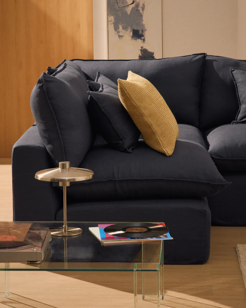 Modulares 6-Sitzer-Ecksofa Anarela mit abnehmbarem Bezug aus Leinen und Viskose in Dunkelgrau, 327 x 217 cm / 217 x 327 cm, FSC Mix Credit von Kave Home – Bild 2