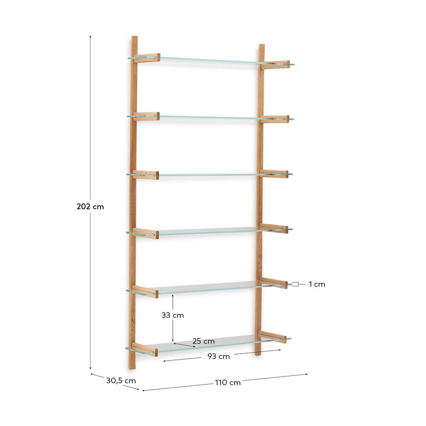 Modulares Regal Sitra 6 Regalbrettern aus Massivholz 110 cm FSC Mix Credit von Kave Home – Bild 3
