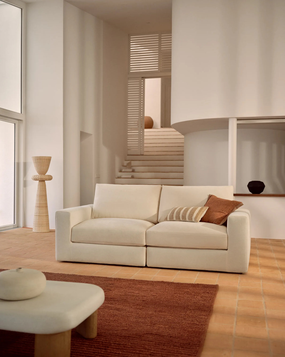 Modulares Sofa Alea für 3 Personen mit abnehmbarem Bezug aus Chenille in Ecru, 220 cm von Kave Home – Produktbild 2