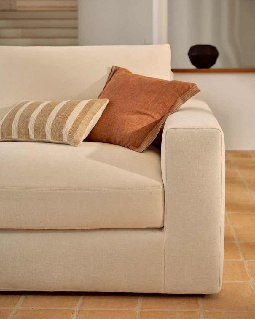 Modulares Sofa Alea für 3 Personen mit abnehmbarem Bezug aus Chenille in Ecru, 220 cm von Kave Home – Produktbild 3