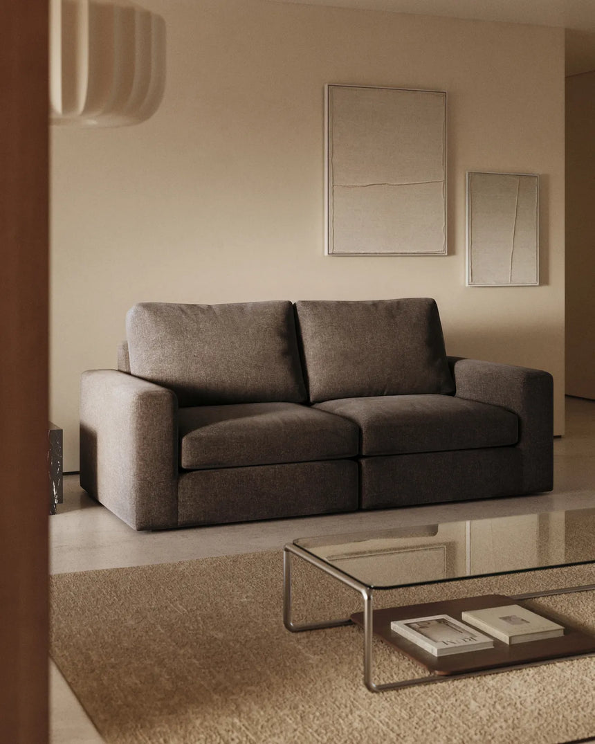 Modulares Sofa Alea für 3 Personen mit abnehmbarem Bezug aus dunkelbrauner Chenille, 220 cm von Kave Home – Produktbild 2