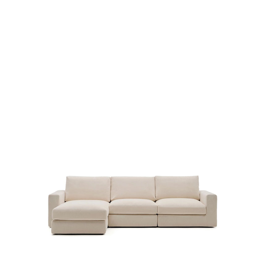 Modulares Sofa Alea für 4 Personen mit abnehmbarem Bezug aus Chenille mit Chaiselongue links in Beige, 310 cm von Kave Home – Bild 1