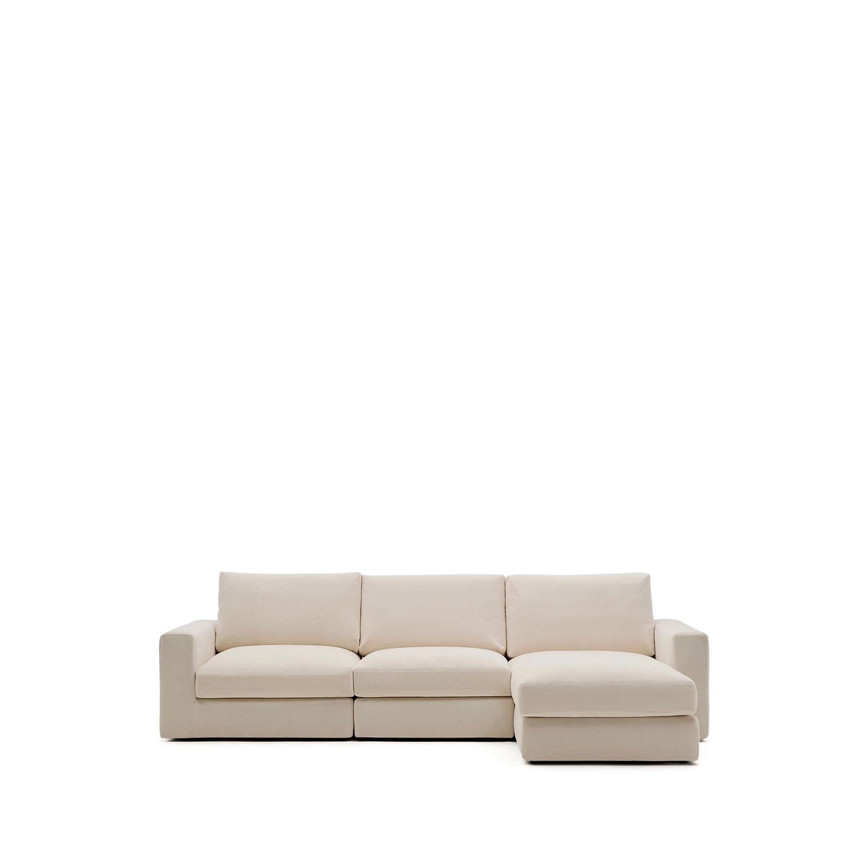 Modulares Sofa Alea für 4 Personen mit abnehmbarem Bezug aus Chenille mit Chaiselongue rechts in Beige, 310 cm von Kave Home – Bild 1