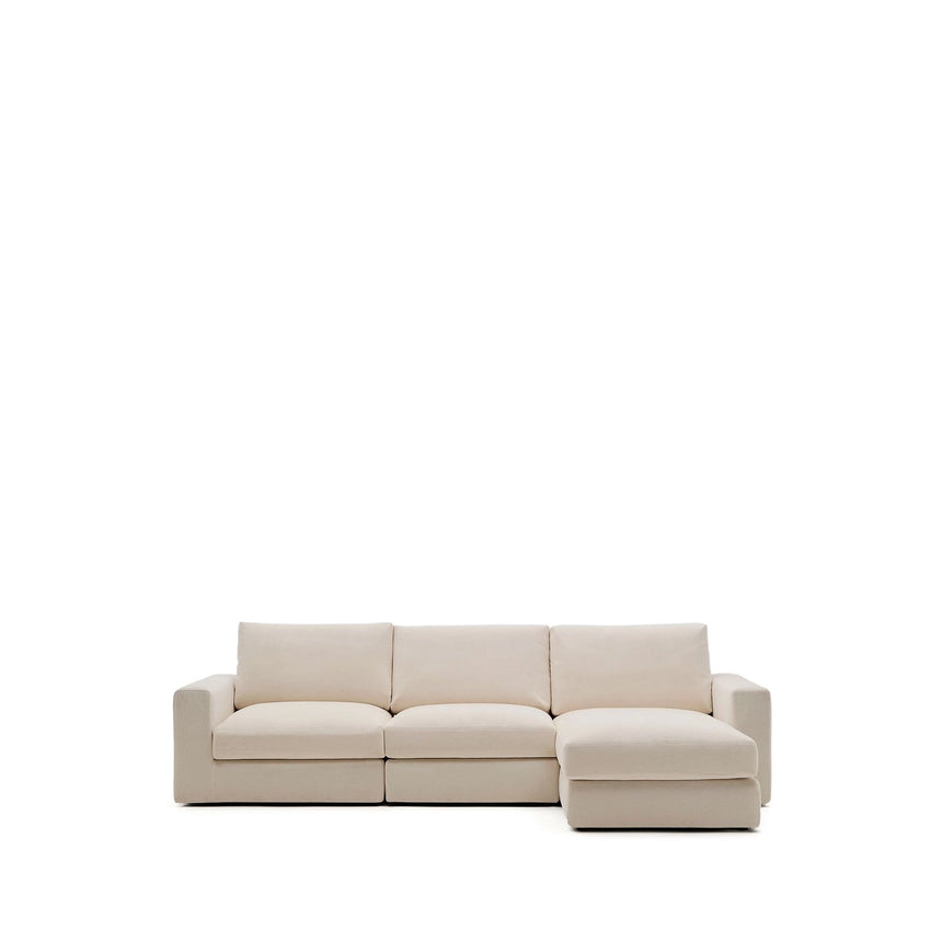 Modulares Sofa Alea für 4 Personen mit abnehmbarem Bezug aus Chenille mit Chaiselongue rechts in Beige, 310 cm von Kave Home – Bild 1