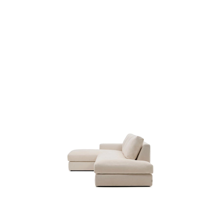 Modulares Sofa Alea für 5 Personen mit abnehmbarem Bezug aus Chenille mit Chaiselongue links in Beige, 340 cm von Kave Home – Bild 4