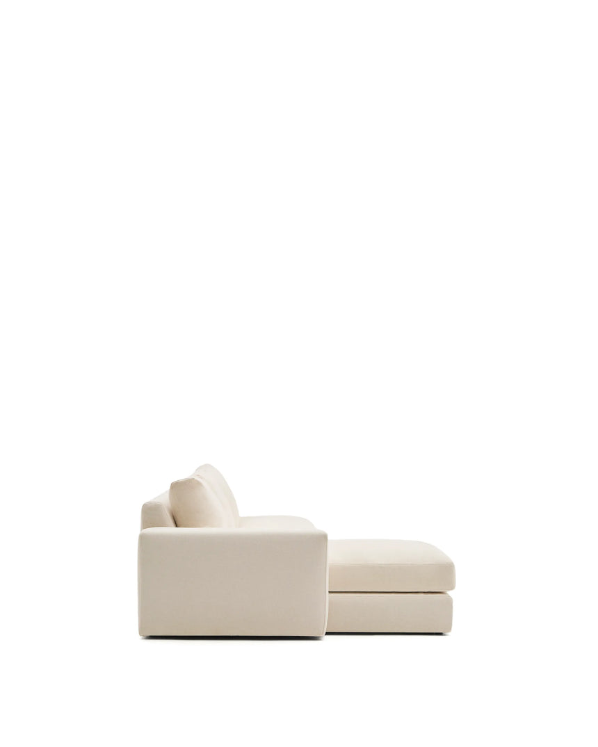 Modulares Sofa Alea für 5 Personen mit abnehmbarem Bezug aus Chenille mit Chaiselongue links in Ecru, 340 cm von Kave Home – Produktbild 7