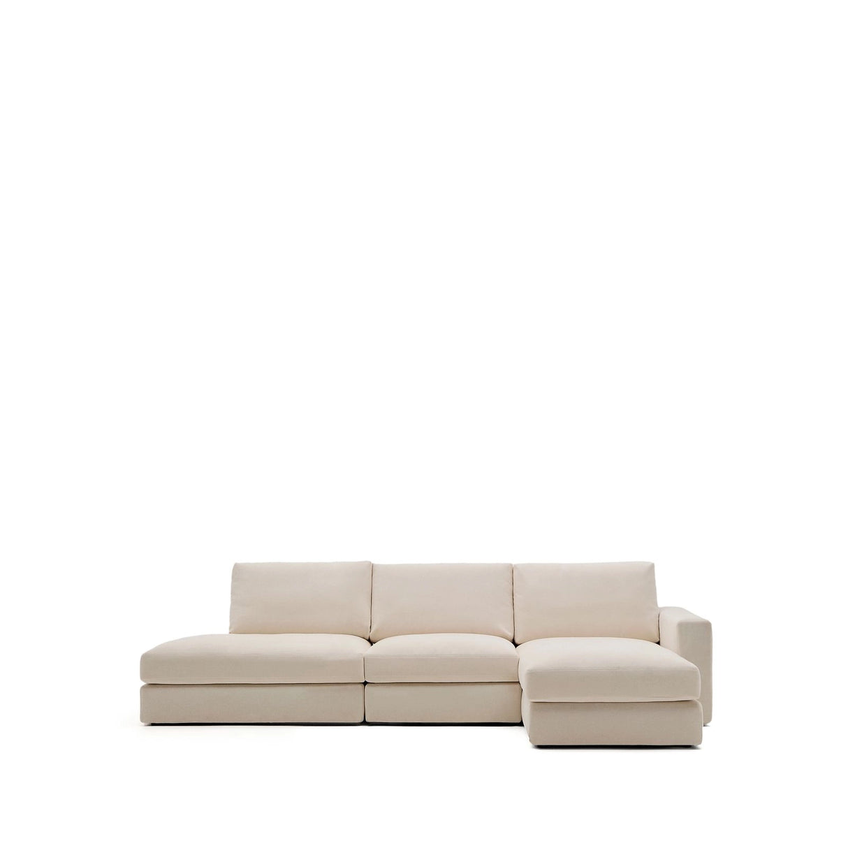 Modulares Sofa Alea für 5 Personen mit abnehmbarem Bezug aus Chenille mit Chaiselongue rechts in Beige, 340 cm von Kave Home – Bild 1