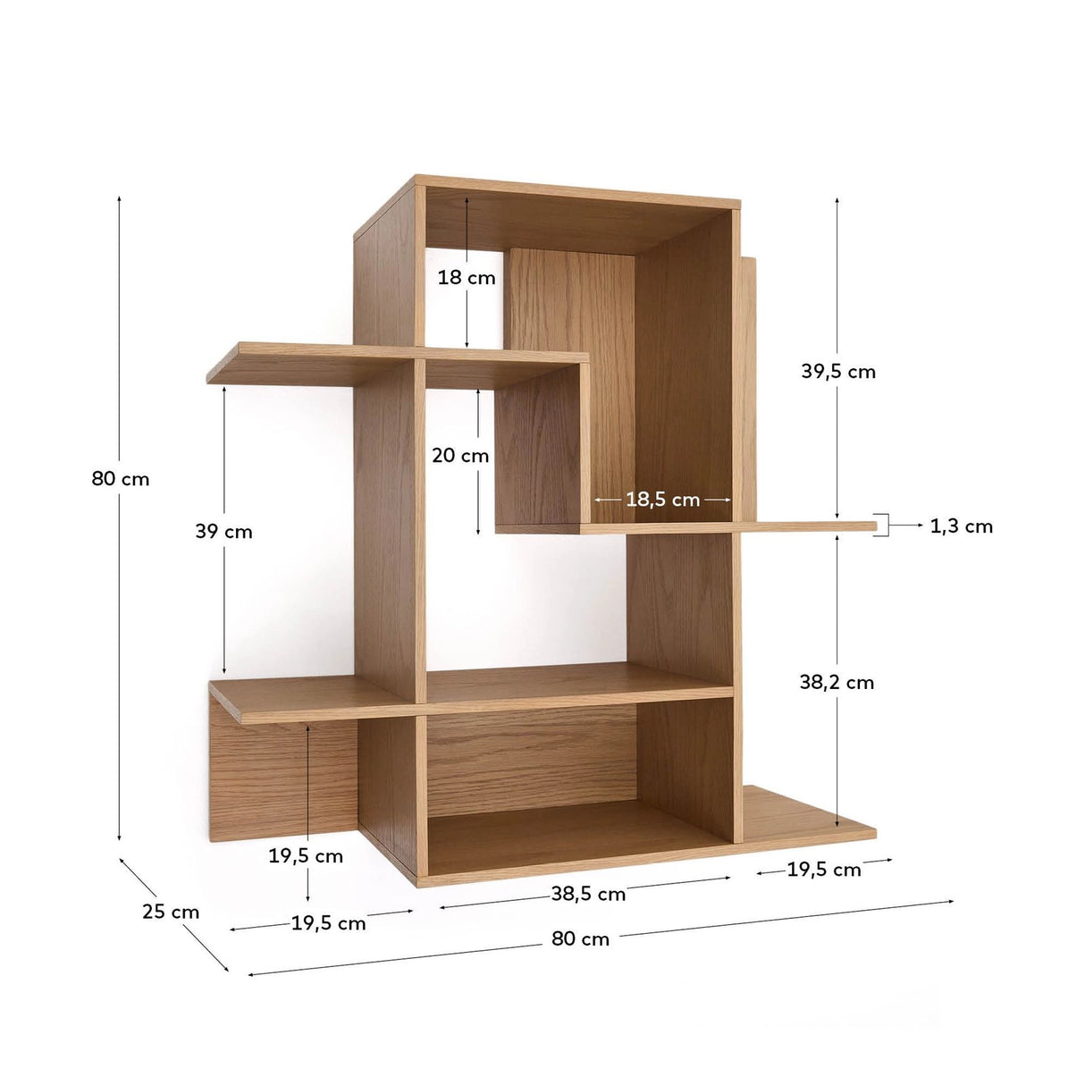 Modularregal Ina aus Eichenfurnier mit Finish in natürlichem Farbton 80 x 80 cm FSC 100% von Kave Home – Bild 4