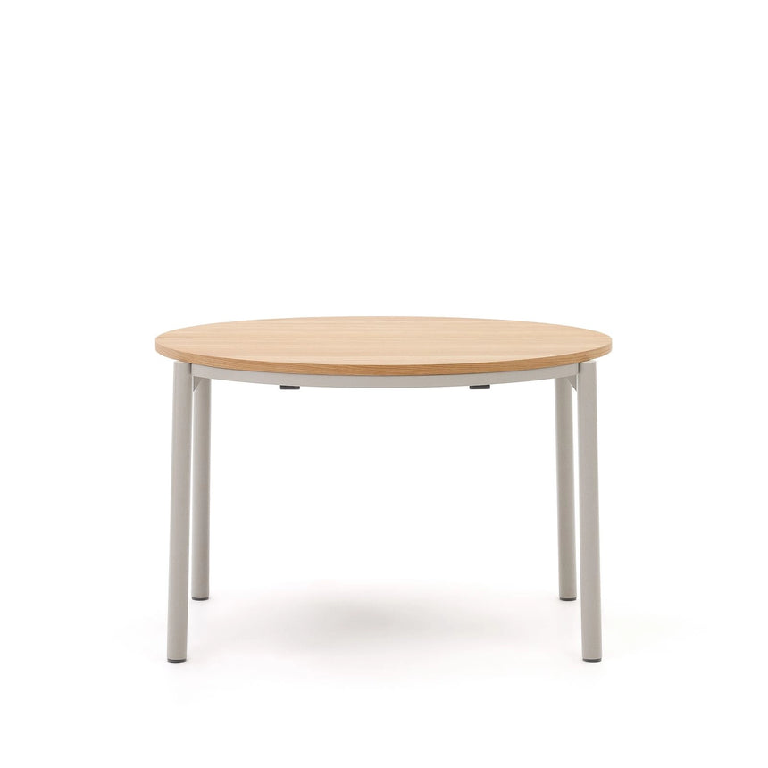 Montuiri runder Ausziehtisch Eichenfurnier Stahlbeine mit grauem Finish Ø 120 (200) cm von Kave Home – Bild 1