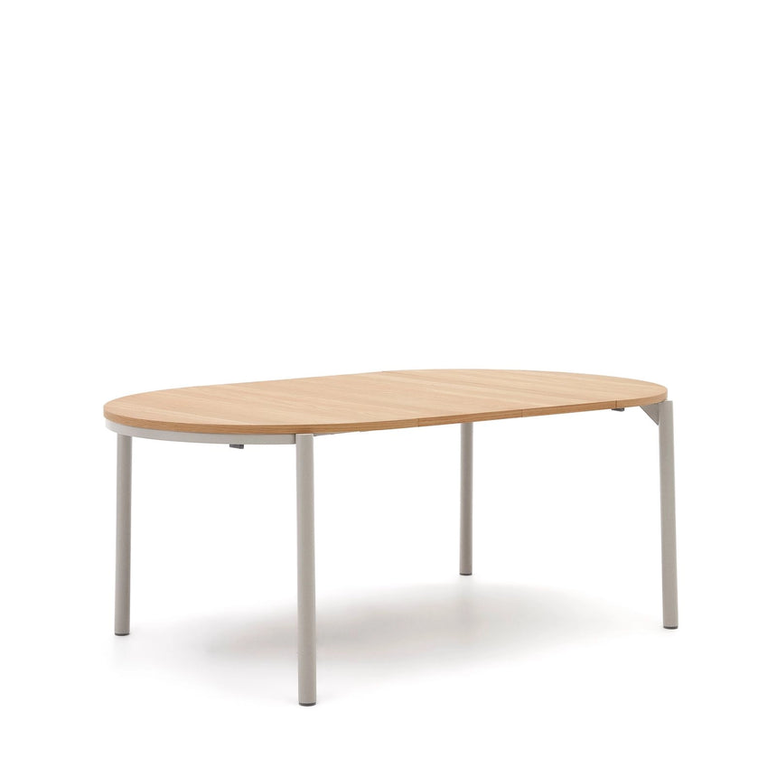 Montuiri runder Ausziehtisch Eichenfurnier Stahlbeine mit grauem Finish Ø 120 (200) cm von Kave Home – Bild 11