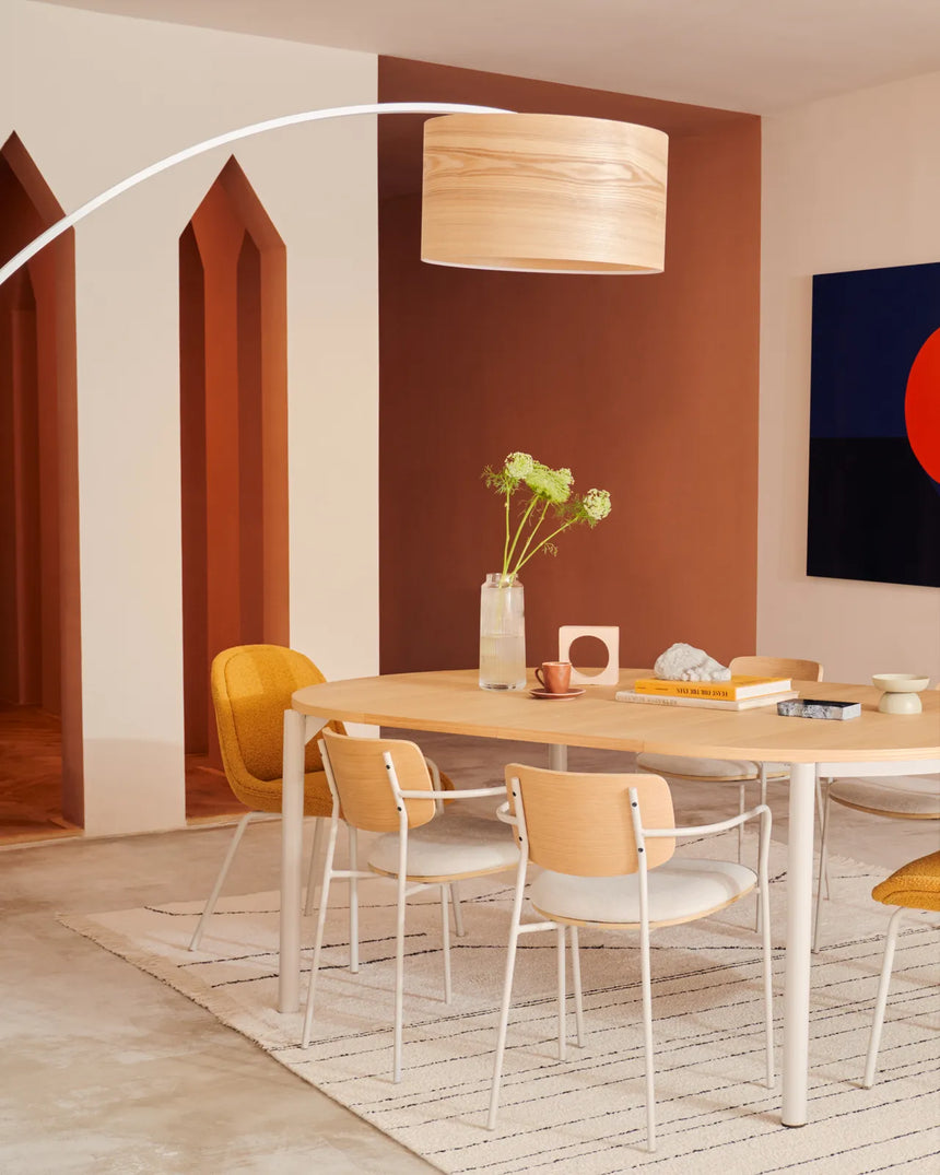 Montuiri runder Ausziehtisch Eichenfurnier Stahlbeine mit grauem Finish Ø 120 (200) cm von Kave Home – Bild 3