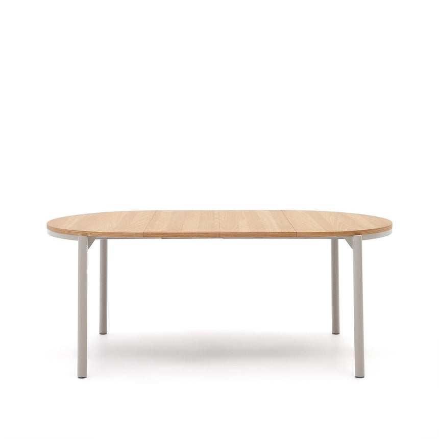 Montuiri runder Ausziehtisch Eichenfurnier Stahlbeine mit grauem Finish Ø 120 (200) cm von Kave Home – Bild 8