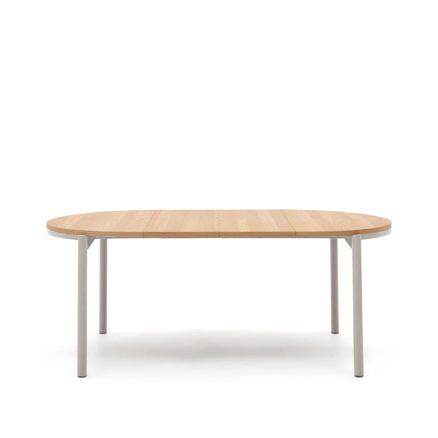 Montuiri runder Ausziehtisch Eichenfurnier Stahlbeine mit grauem Finish Ø 120 (200) cm von Kave Home – Bild 9