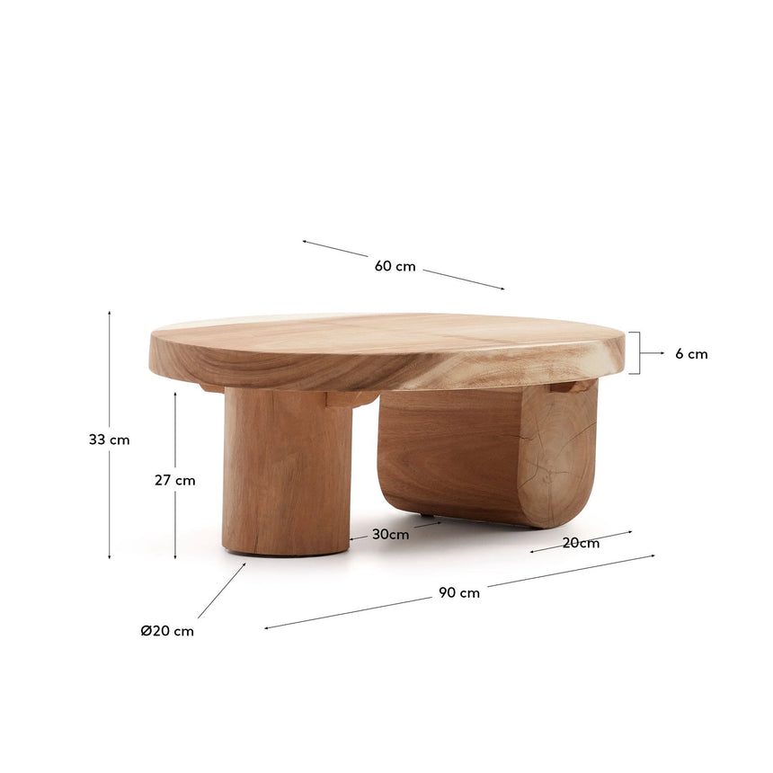 Mosi Couchtisch aus massivem Mungurholz Ø 90 x 60 cm von Kave Home – Bild 4